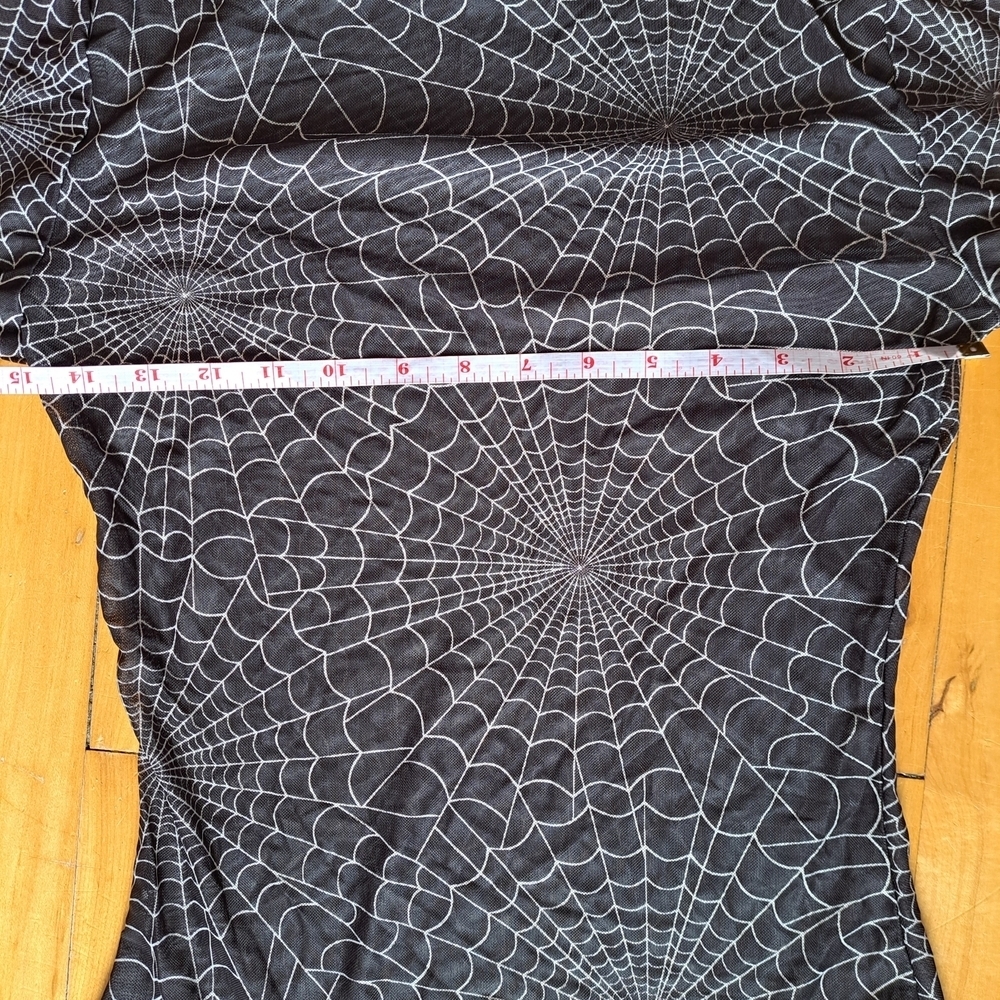 Women's Black Spiderweb Print Long Sleeve Top Mesh XS S - Picture 3 of 7